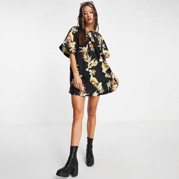 Free People Dresses & Skirts - Free People Jodie Floral Printed Tunic Oversized Mini Dress Multicolors Women XS